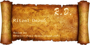 Ritzel Dezső névjegykártya